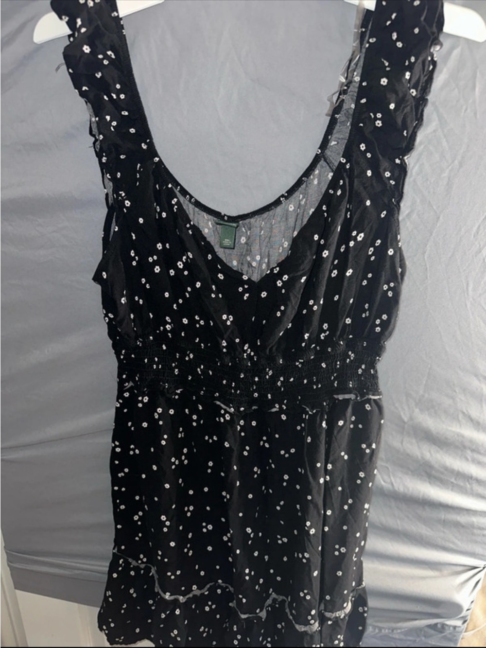 wild fable Black Sleeveless Ruffle Floral Tunic